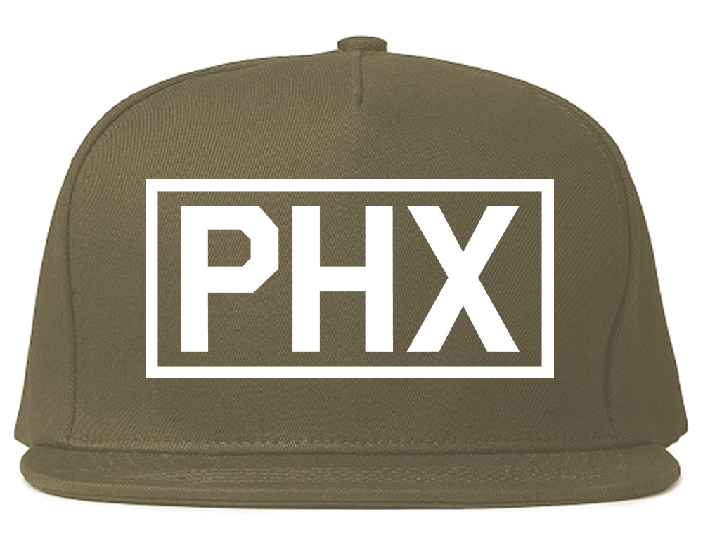 PHX Phoenix Box Logo Mens Snapback Hat Grey