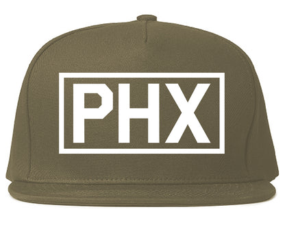 PHX Phoenix Box Logo Mens Snapback Hat Grey
