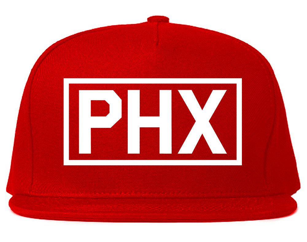 PHX Phoenix Box Logo Mens Snapback Hat Red