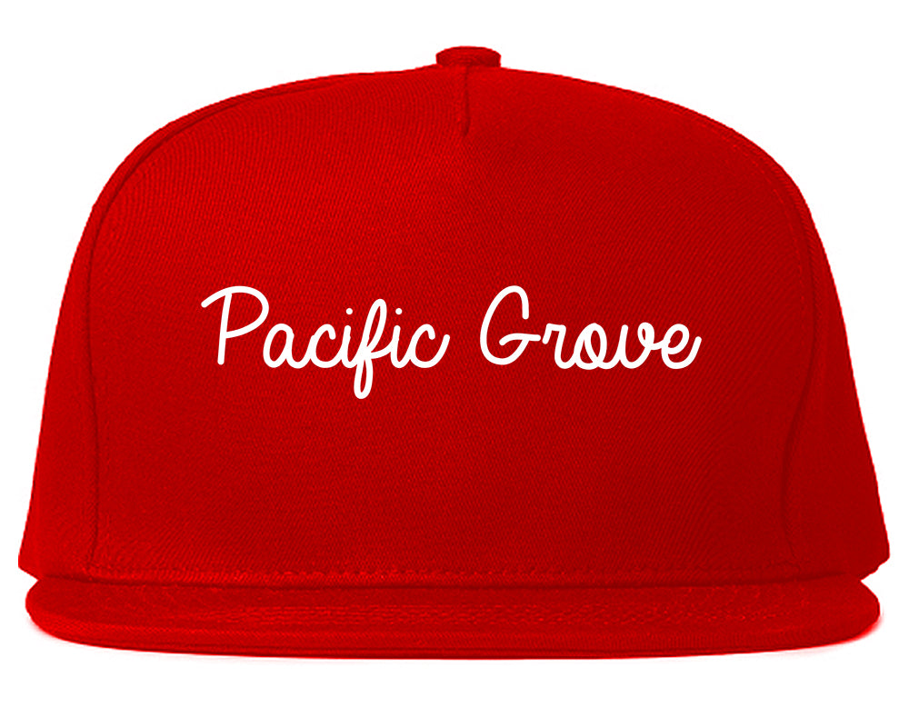 Pacific Grove California CA Script Mens Snapback Hat Red