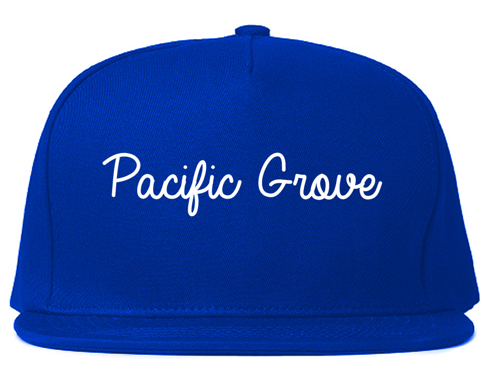 Pacific Grove California CA Script Mens Snapback Hat Royal Blue