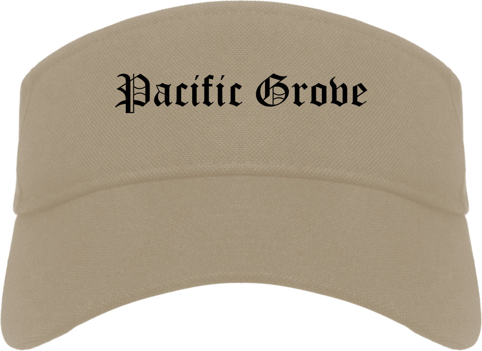 Pacific Grove California CA Old English Mens Visor Cap Hat Khaki