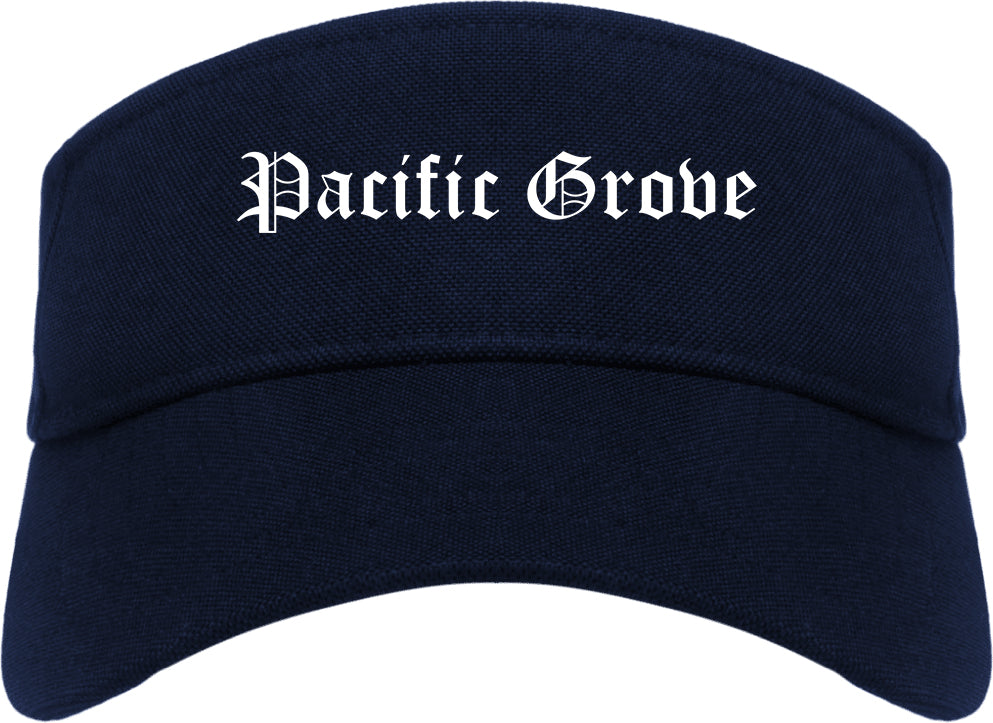 Pacific Grove California CA Old English Mens Visor Cap Hat Navy Blue