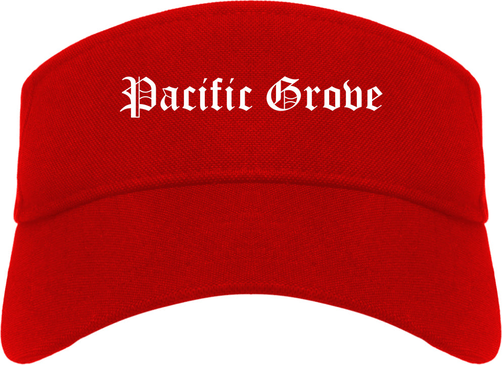 Pacific Grove California CA Old English Mens Visor Cap Hat Red