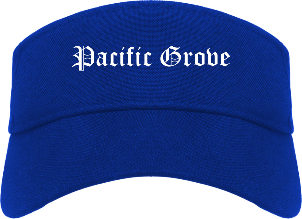Pacific Grove California CA Old English Mens Visor Cap Hat Royal Blue