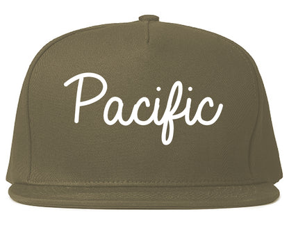 Pacific Missouri MO Script Mens Snapback Hat Grey
