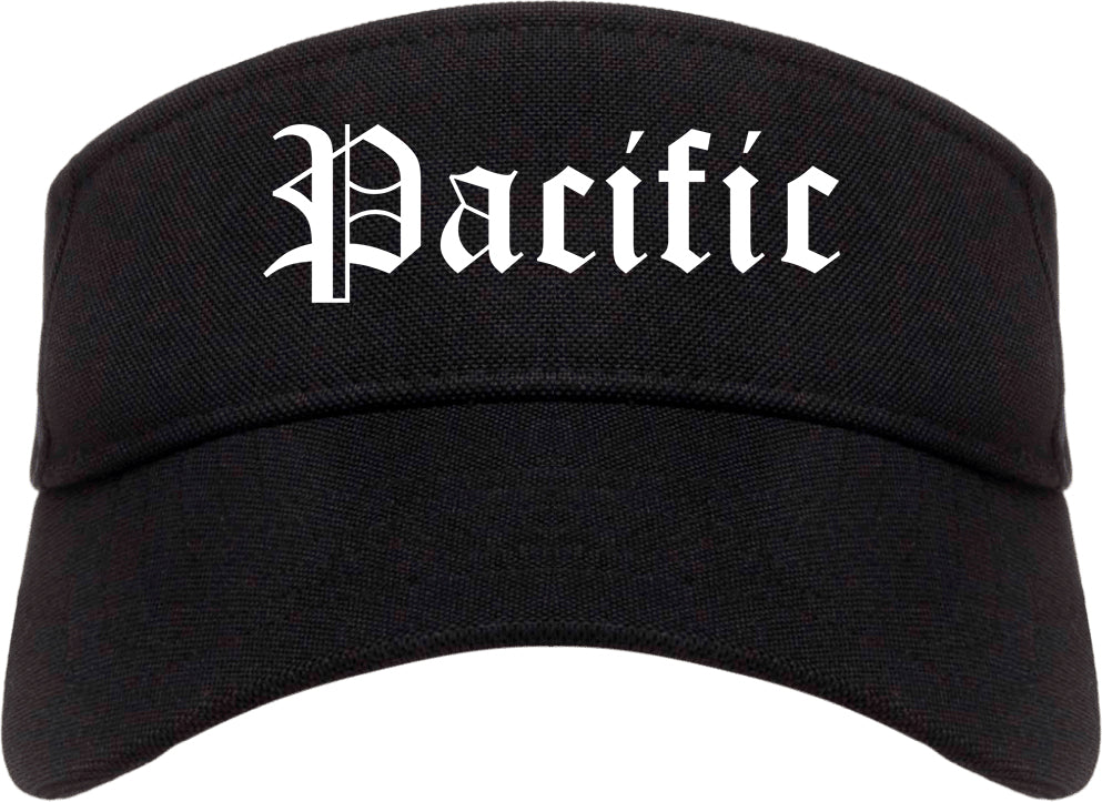 Pacific Missouri MO Old English Mens Visor Cap Hat Black