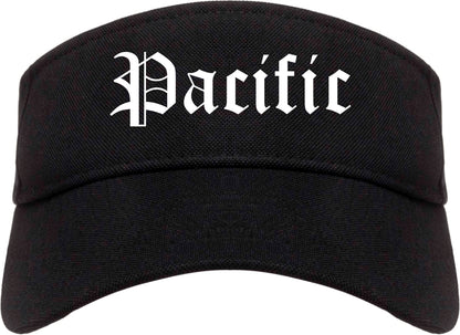 Pacific Missouri MO Old English Mens Visor Cap Hat Black