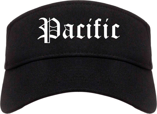 Pacific Missouri MO Old English Mens Visor Cap Hat Black