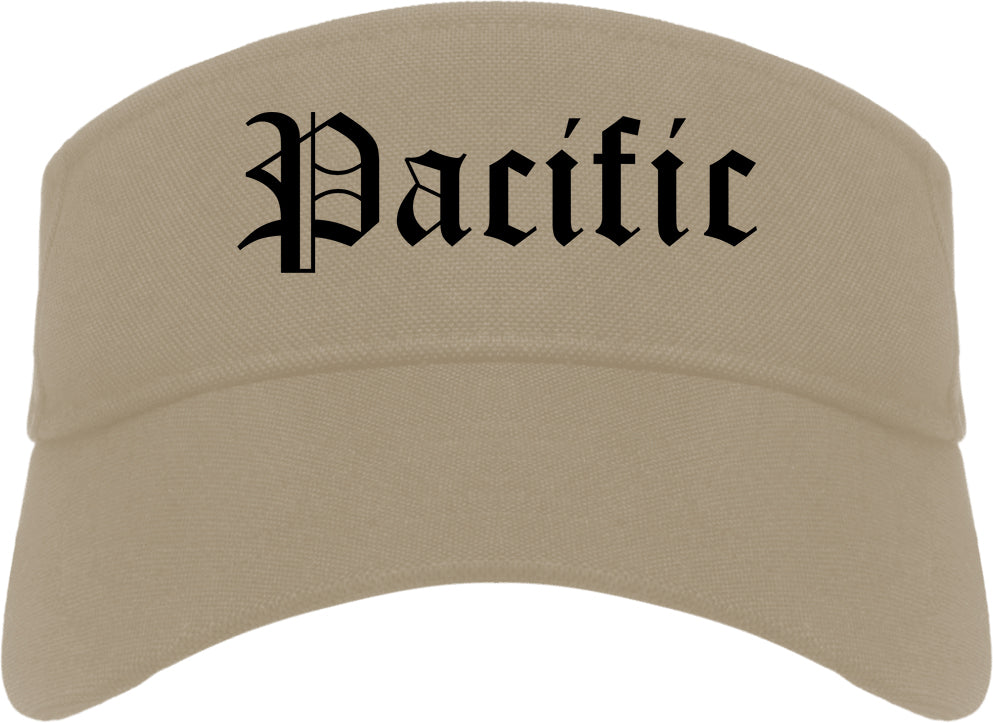 Pacific Missouri MO Old English Mens Visor Cap Hat Khaki
