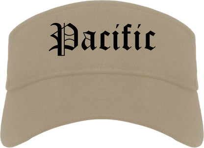Pacific Missouri MO Old English Mens Visor Cap Hat Khaki
