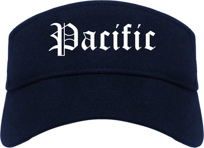 Pacific Missouri MO Old English Mens Visor Cap Hat Navy Blue