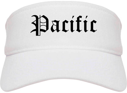 Pacific Missouri MO Old English Mens Visor Cap Hat White