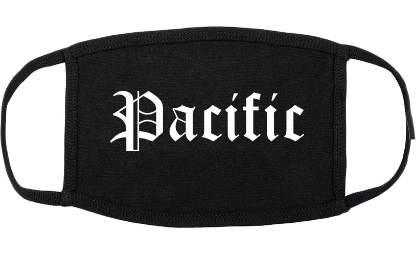 Pacific Washington WA Old English Cotton Face Mask Black