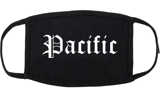 Pacific Washington WA Old English Cotton Face Mask Black