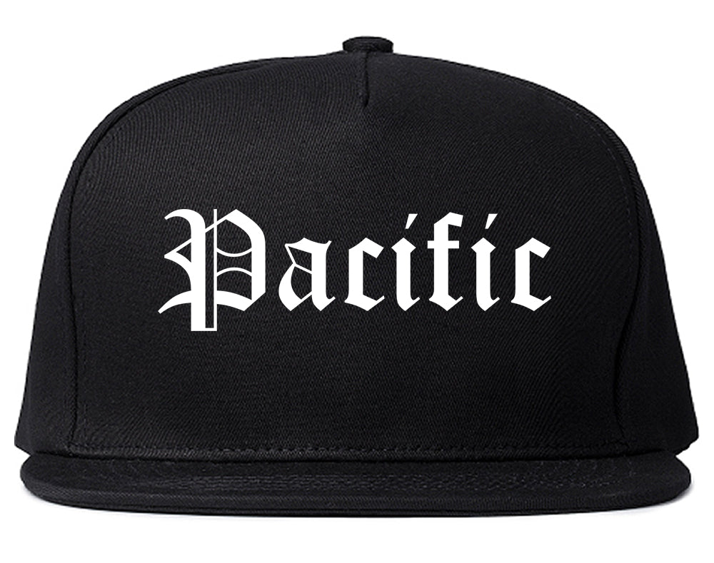 Pacific Washington WA Old English Mens Snapback Hat Black