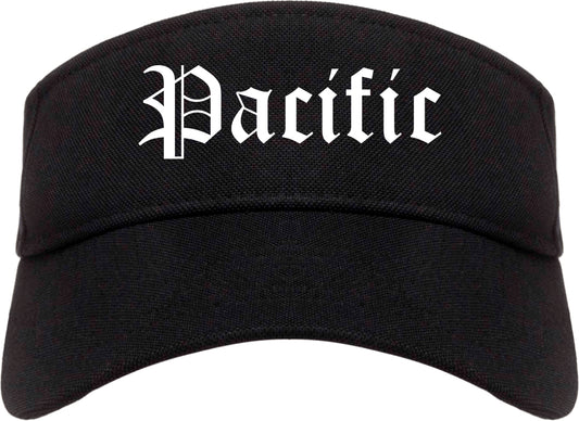 Pacific Washington WA Old English Mens Visor Cap Hat Black
