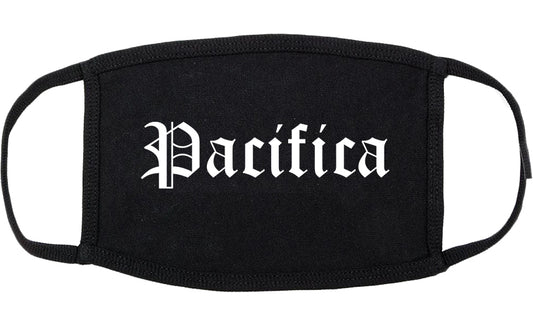 Pacifica California CA Old English Cotton Face Mask Black