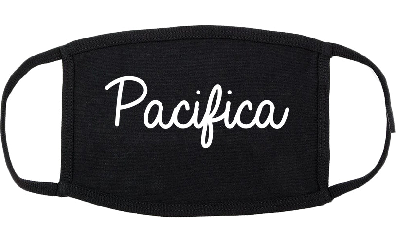 Pacifica California CA Script Cotton Face Mask Black