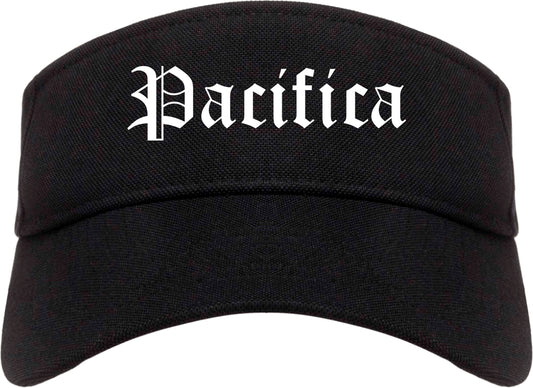 Pacifica California CA Old English Mens Visor Cap Hat Black