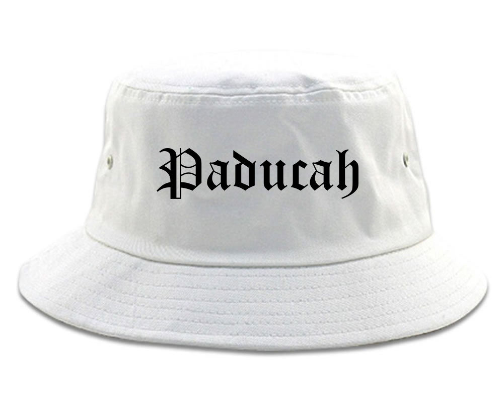 Paducah Kentucky KY Old English Mens Bucket Hat White