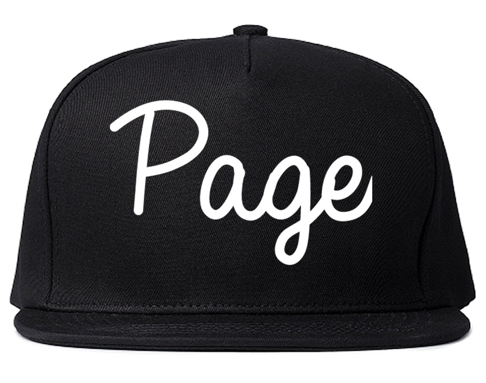 Page Arizona AZ Script Mens Snapback Hat Black