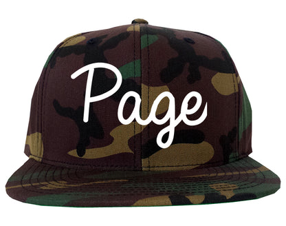 Page Arizona AZ Script Mens Snapback Hat Army Camo