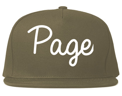 Page Arizona AZ Script Mens Snapback Hat Grey