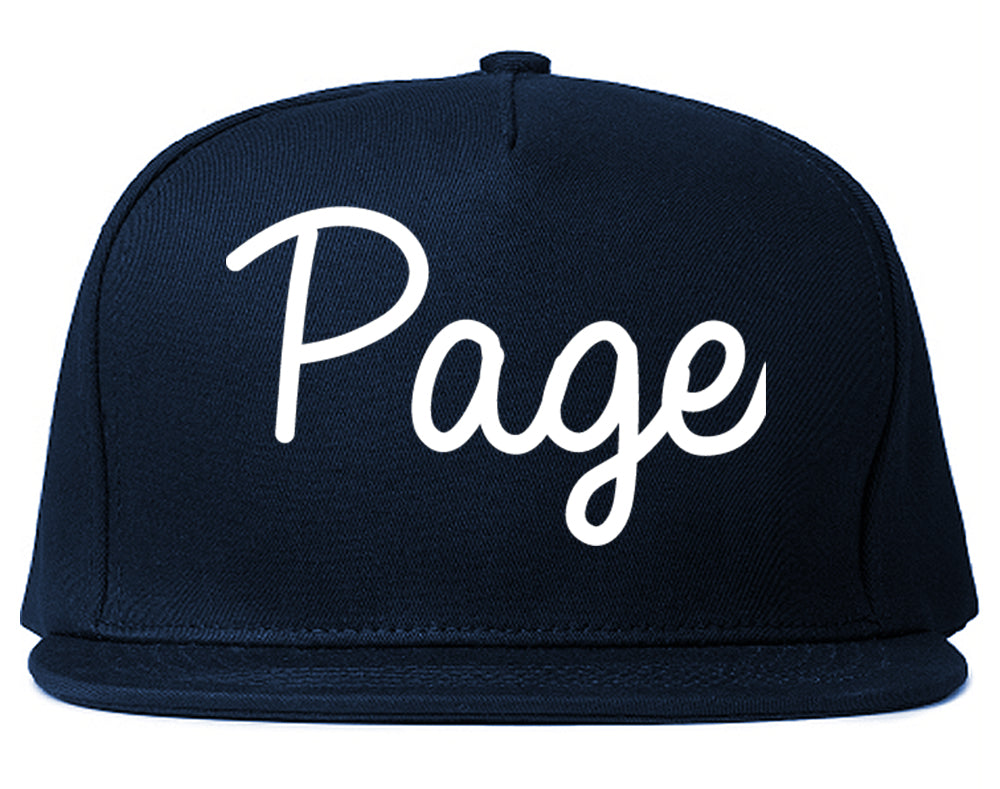 Page Arizona AZ Script Mens Snapback Hat Navy Blue