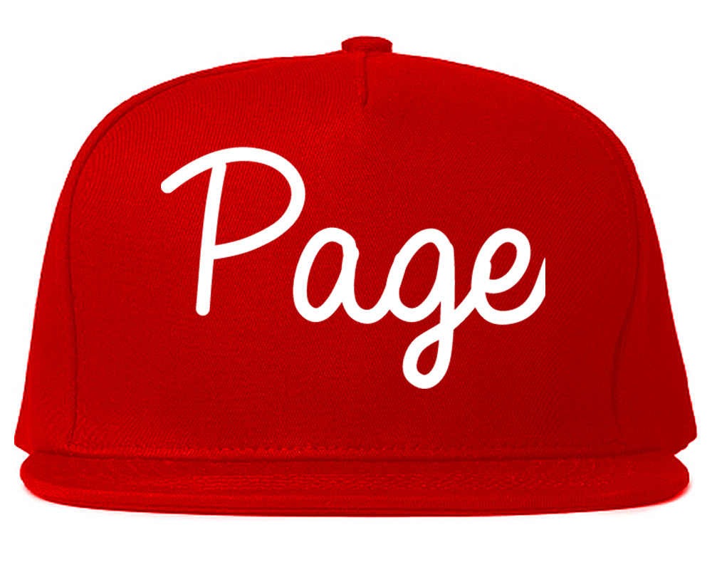 Page Arizona AZ Script Mens Snapback Hat Red