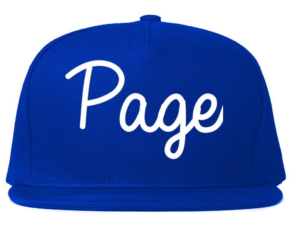 Page Arizona AZ Script Mens Snapback Hat Royal Blue