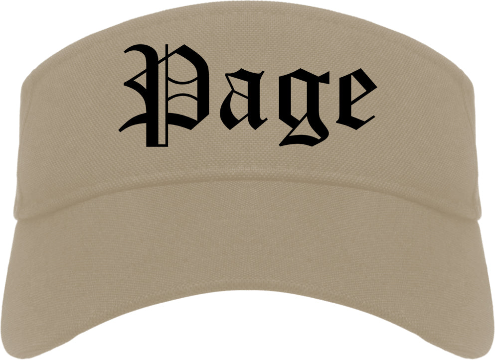 Page Arizona AZ Old English Mens Visor Cap Hat Khaki