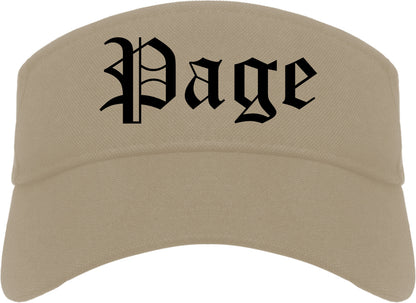 Page Arizona AZ Old English Mens Visor Cap Hat Khaki