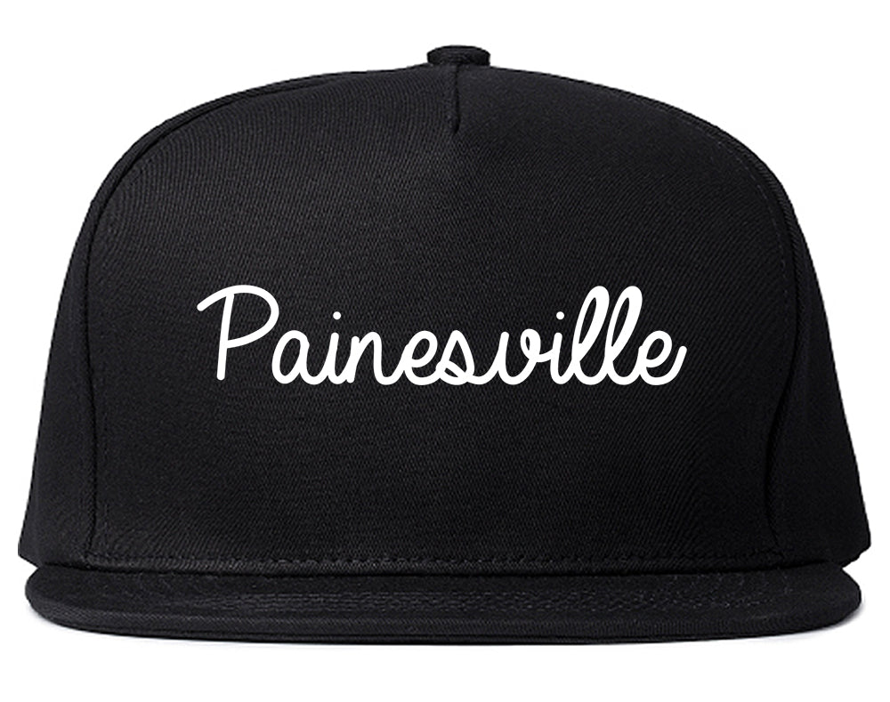 Painesville Ohio OH Script Mens Snapback Hat Black