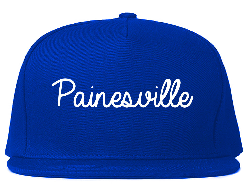 Painesville Ohio OH Script Mens Snapback Hat Royal Blue