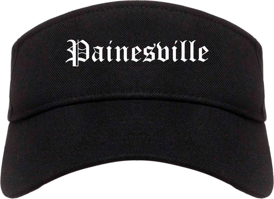 Painesville Ohio OH Old English Mens Visor Cap Hat Black