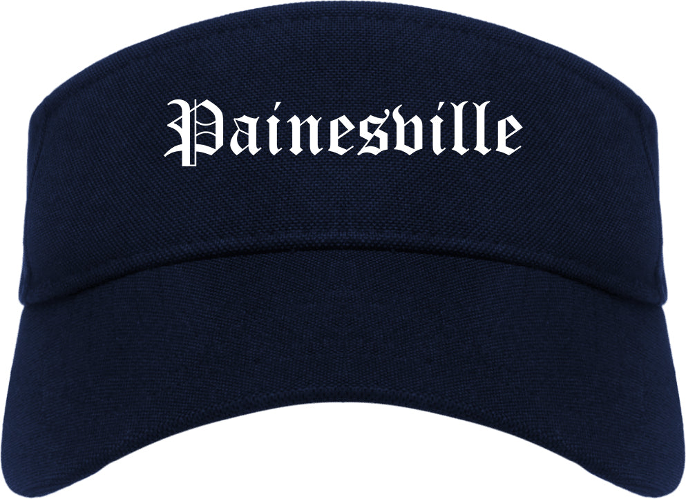 Painesville Ohio OH Old English Mens Visor Cap Hat Navy Blue