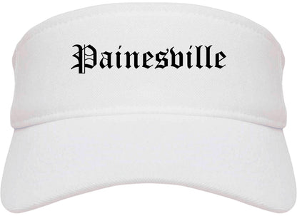 Painesville Ohio OH Old English Mens Visor Cap Hat White
