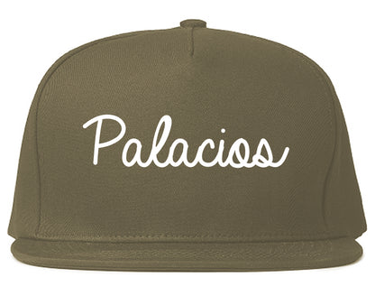 Palacios Texas TX Script Mens Snapback Hat Grey