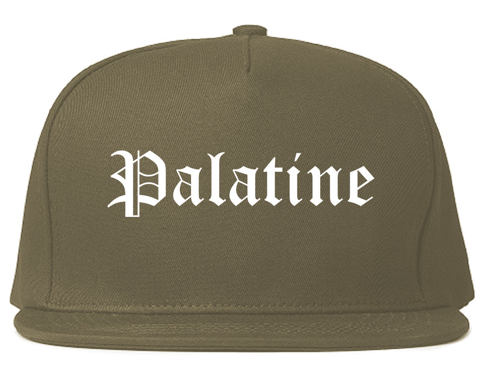 Palatine Illinois IL Old English Mens Snapback Hat Grey