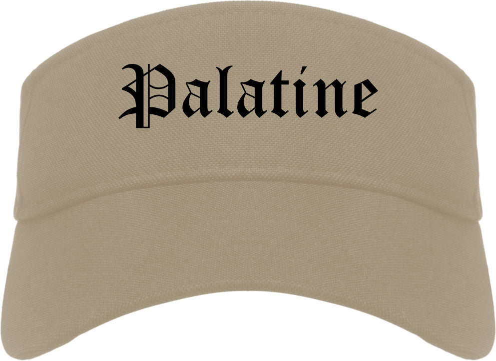 Palatine Illinois IL Old English Mens Visor Cap Hat Khaki