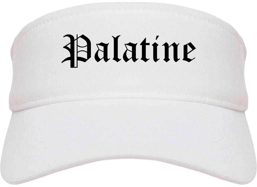 Palatine Illinois IL Old English Mens Visor Cap Hat White