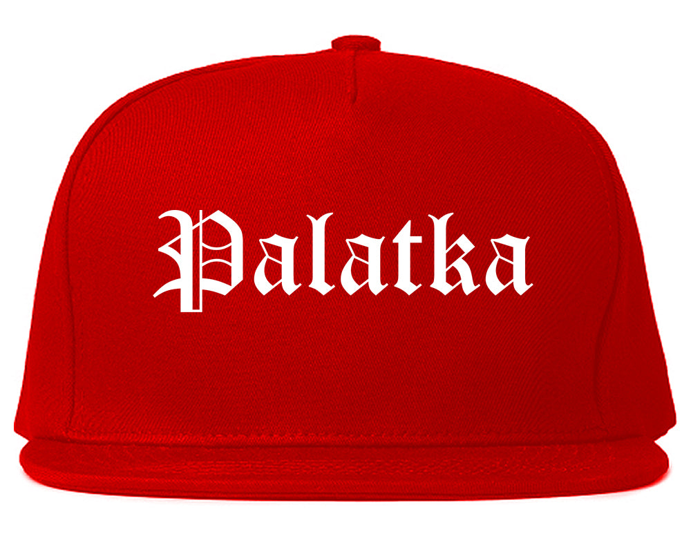 Palatka Florida FL Old English Mens Snapback Hat Red