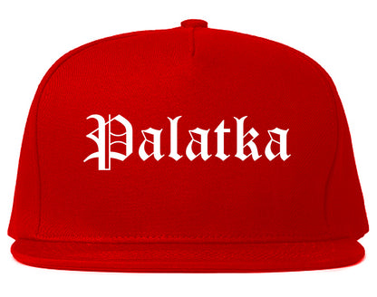 Palatka Florida FL Old English Mens Snapback Hat Red