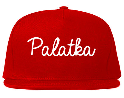 Palatka Florida FL Script Mens Snapback Hat Red