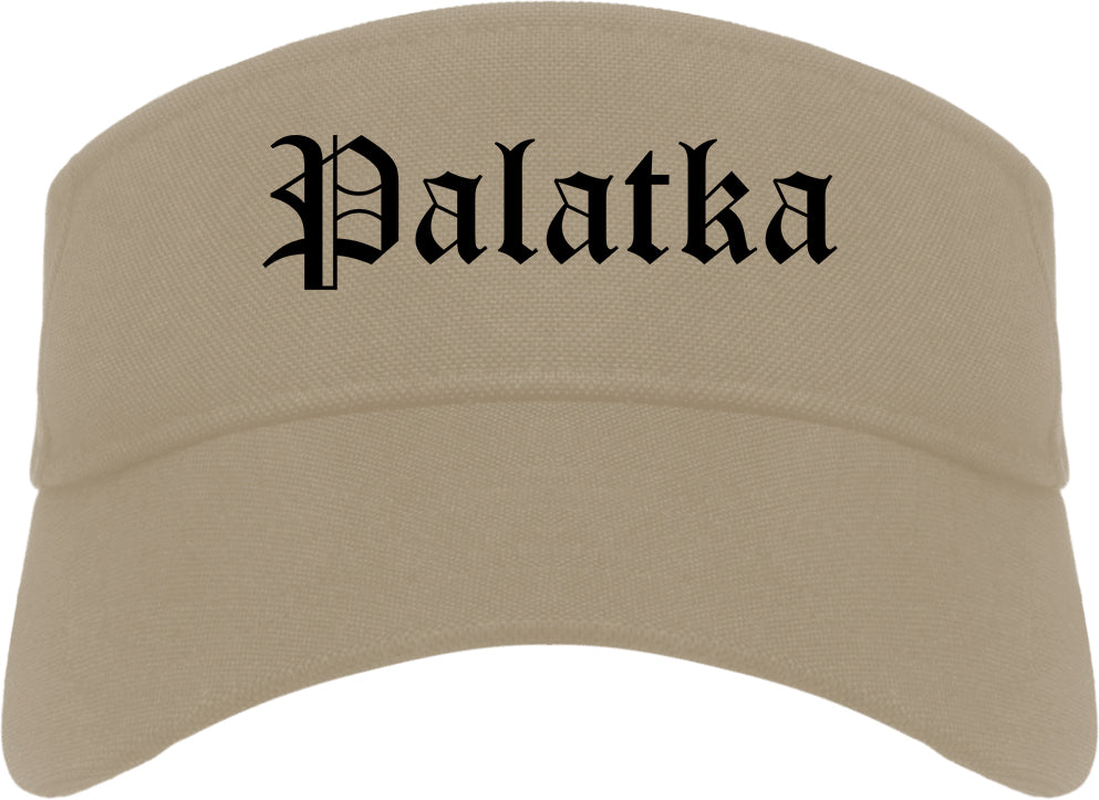 Palatka Florida FL Old English Mens Visor Cap Hat Khaki