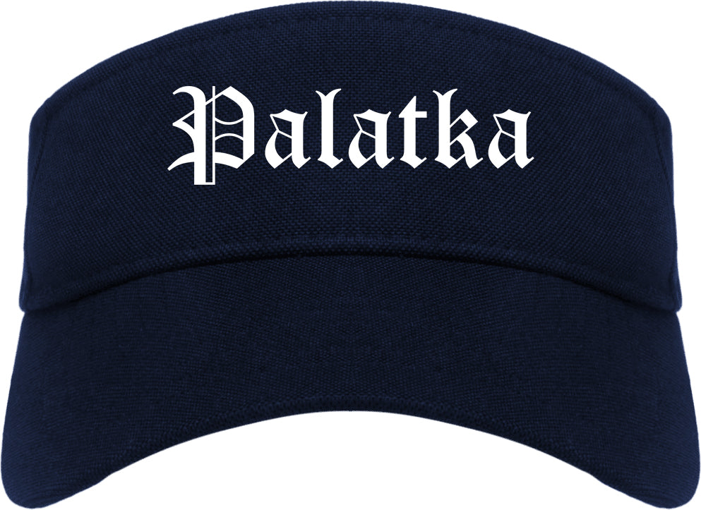 Palatka Florida FL Old English Mens Visor Cap Hat Navy Blue