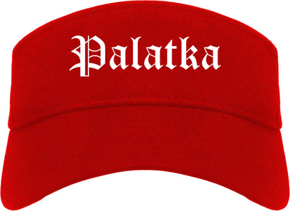 Palatka Florida FL Old English Mens Visor Cap Hat Red