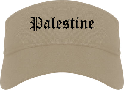 Palestine Texas TX Old English Mens Visor Cap Hat Khaki