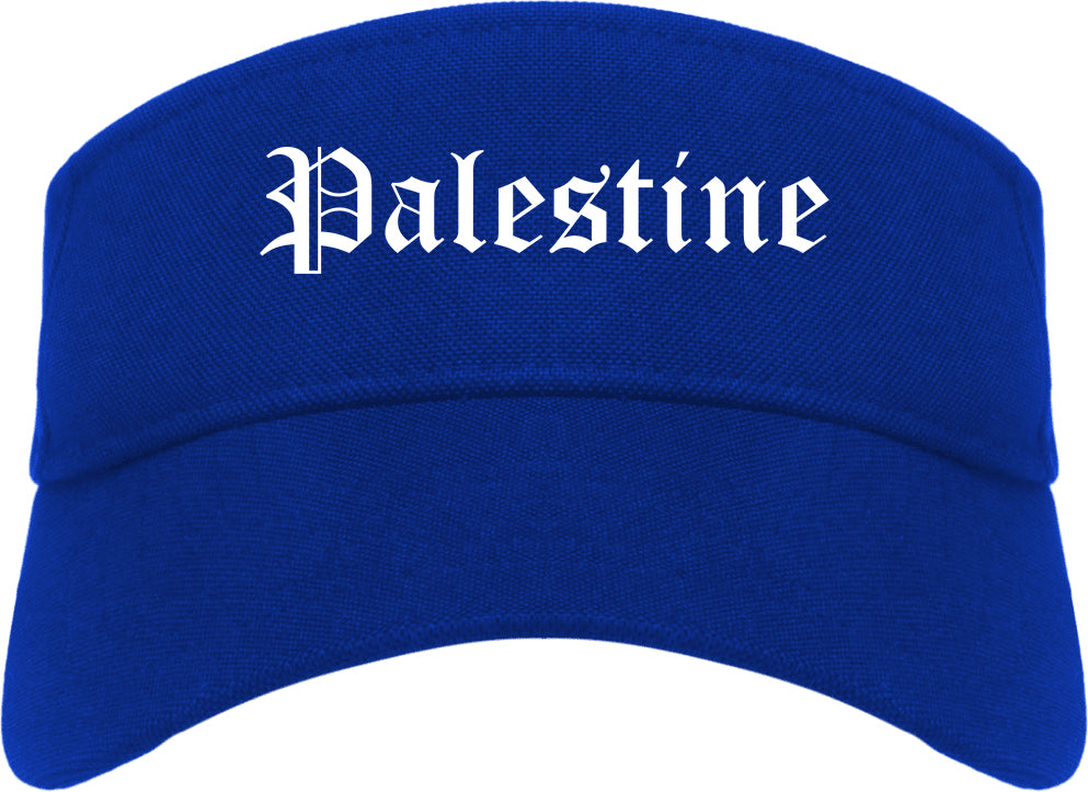 Palestine Texas TX Old English Mens Visor Cap Hat Royal Blue